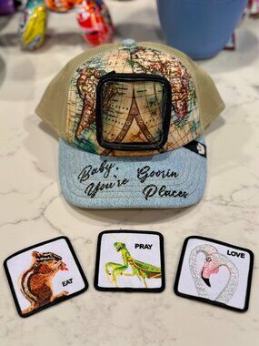 Goorin Trucker Hat Friday Drop “Smile Insurance” Eat Pray Love RARE SOLD OUT LE